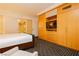 This modern bedroom features custom built ins, and a passthrough to the bathroom at 2000 Fashion Show Dr # 3526, Las Vegas, NV 89109