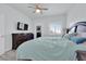 Bedroom featuring a ceiling fan, light gray walls, and wood-look flooring at 2615 W Gary Ave # 1028, Las Vegas, NV 89123