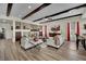 Bright living space with comfortable seating, an eye-catching fireplace, and seamless flow to the kitchen at 296 Brushy Creek Ave, Las Vegas, NV 89148
