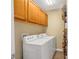 Convenient laundry room with washer, dryer, storage, and shelving at 64 Strada Principale # 307, Henderson, NV 89011
