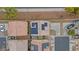Bird's eye view of rooftops with solar panels, showcasing an eco-friendly and energy-efficient community at 1131 Orange Meadow St, Las Vegas, NV 89142