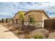 The home features desert landscaping, a stylish stone facade, and is complemented by mature desert trees at 135 Barnett Crest Ct, Henderson, NV 89015