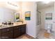 Clean bathroom featuring a shower-tub combo, vanity with storage, and modern fixtures at 231 W Horizon Ridge Pkwy # 1011, Henderson, NV 89012