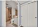 Bathroom with glass shower stall, toilet, and vanity at 2777 Paradise Rd # 301, Las Vegas, NV 89109
