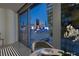 Modern dining area featuring stunning Las Vegas Strip views from floor-to-ceiling windows at 3726 Las Vegas Blvd # 609, Las Vegas, NV 89158