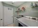Well-equipped laundry room with modern washer and dryer units, plus overhead shelving at 6104 Talbot Springs Ct, North Las Vegas, NV 89081