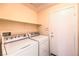 A practical laundry room equipped with washer, dryer, and shelving at 1970 Jasper Creek Pl, Las Vegas, NV 89123