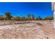Expansive brick-paved backyard featuring a table with chairs surrounded by a wooden fence and mature trees at 7025 N Eula St, Las Vegas, NV 89149