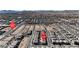 Wide aerial view of homes in a planned community showing proximity to S. Decatur Blvd at 10122 Mystic Falls Dr, Las Vegas, NV 89141