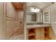 Tiled bathroom with a tiled walk in shower at 21 Via Visione # 101, Henderson, NV 89011