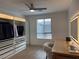 Bright closet featuring custom shelving and drawers, complemented by modern lighting and a built-in vanity at 2685 Conifer Canyon St, Henderson, NV 89044