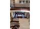 Grand foyer featuring a split staircase and view of the formal living room with a fireplace on the second floor at 30 Meadowhawk Ln, Las Vegas, NV 89135