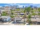 Aerial view of residential homes with city skyline in the background, showcasing an empty pool at 3009 Merritt Ave, Las Vegas, NV 89102