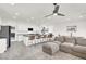 Open concept living space featuring modern kitchen, large island, and comfortable lounge seating at 5555 E San Pietro Dr, Pahrump, NV 89061