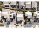 Overhead view of a neighborhood showcasing homes with tiled roofs and desert landscaping with mature palm trees at 7820 Esteem St, Las Vegas, NV 89131