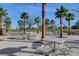 Park with outdoor seating, picnic tables and mature palm trees at 7828 Stone Forest St, North Las Vegas, NV 89084