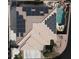 Aerial view showcases the solar panels, pool, spa, and detailed landscaping of this beautiful property at 8102 Villa De La Playa St, Las Vegas, NV 89131