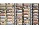 An aerial view showing a mass of single Gathering homes in a well maintained community with sidewalks at 827 Klamath Springs St, Henderson, NV 89011