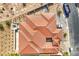 An aerial view of home's roof, landscaping, and privacy walls at 9 Rue Grimaldi Way, Henderson, NV 89011