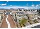 Aerial perspective of a home neighborhood, boasting solar panels and desert landscaping at 4606 Engage St, North Las Vegas, NV 89031