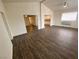 Bright, open-concept living room featuring dark wood flooring and neutral paint at 4843 Lana Dr, Las Vegas, NV 89121