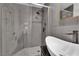 Elegant bathroom featuring a glass-enclosed shower and contemporary vessel sink at 8170 Round Hills Cir, Las Vegas, NV 89113
