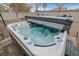 Relaxing hot tub with jets offers a luxurious experience in this backyard oasis at 1465 Via Savona Dr, Henderson, NV 89052