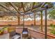 Backyard patio with patio cover, chairs, and landscaped surroundings at 2611 Laguna Shores Ln, Las Vegas, NV 89121