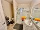 Modern bathroom featuring a granite countertop, a sink, and a shower stall at 2790 Chetco River St, Laughlin, NV 89029