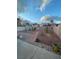 View of the backyard featuring a shed, small plants, and a stone paver path at 3748 E Hacienda Ave, Las Vegas, NV 89120