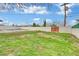 A large backyard and a sparkling swimming pool and spa at 7060 S Valley View Blvd, Las Vegas, NV 89118