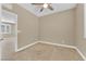 Inviting bedroom with neutral carpet and ceiling fan at 10792 Crestview Pointe Ave, Las Vegas, NV 89166