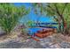 Charming backyard featuring a small pool, unique decor, and a seating area amidst lush landscaping at 8633 Radiant Ruby Ave, Las Vegas, NV 89143