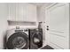 Efficient laundry room with modern appliances, cabinet storage, and a clean design at 9611 Trattoria St, Las Vegas, NV 89178