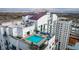 Aerial view of a high-rise with a rooftop pool, spa, and lounge area, offering panoramic city views at 150 Las Vegas Blvd # 1711, Las Vegas, NV 89101