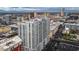 Aerial view of a high-rise condo building showcasing its urban location in the city at 150 Las Vegas Blvd # 1711, Las Vegas, NV 89101