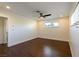 Spacious bedroom features wood floors, ceiling fan, recessed lights and a window providing natural light at 1513 Kirkland Ave, Las Vegas, NV 89102