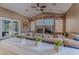 Comfortable living room features a fireplace and view to the outdoor patio at 1720 Sand Storm Ct, Henderson, NV 89074