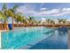 Stunning pool with sparkling water and lush palm trees creating a serene oasis at 386 Cactus River Ct, Henderson, NV 89052