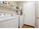 Well-equipped laundry room with washer and dryer and storage shelf space at 1019 Amber Gate St, Henderson, NV 89002