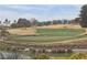 Beautiful golf course view featuring lush green fairways, sand traps, and a water hazard at 3117 Brightridge Dr, Las Vegas, NV 89134