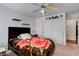 Bedroom features closet, ceiling fan, window, and carpeted floors at 3140 Unicorn Ave, Pahrump, NV 89048