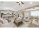 Bright and spacious living room featuring a ceiling fan, recessed lighting, and an open floor plan at 3600 E Bridger St, Pahrump, NV 89061
