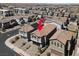 This aerial view features the beautiful modern design of the home's exterior at 4588 Swimming Minnow Ave, Las Vegas, NV 89141