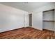 Bedroom with closet and wood floors at 6782 Bonillo Dr, Las Vegas, NV 89103