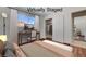 This virtually staged bedroom features a built-in desk, a closet, and an ensuite bathroom at 6782 Bonillo Dr, Las Vegas, NV 89103