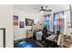 Bedroom with dark wood floors, ceiling fan, and a bed at 8425 Cambrils Ave, Las Vegas, NV 89178