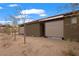Exterior view of the backyard with low-maintenance landscaping, and neutral tones at 906 Majestic Vw, Mesquite, NV 89034