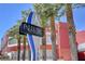 Eye-catching community signage with mature palm trees at the Allure Las Vegas residences at 200 W Sahara Ave # 3009, Las Vegas, NV 89102