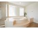Elegant bathroom featuring a soaking tub, glass shower, and natural light at 4384 Grey Spencer Dr, Las Vegas, NV 89141